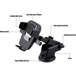 Βάση Κινητού Αυτοκινήτου Universal Car & Desk Mount Easy One Touch με Ρυθμιζόμενα Άγκιστρα