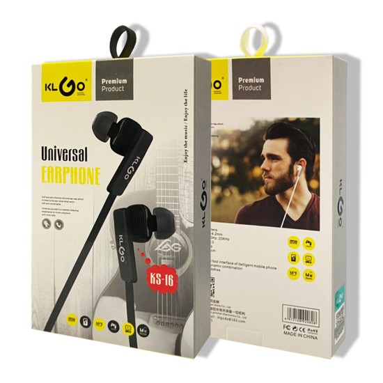 KLGO KS-16 In-ear Handsfree με Βύσμα 3.5mm Μαύρο
