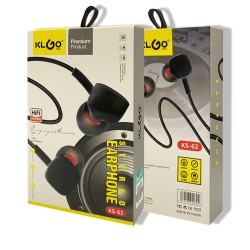 KLGO KS-62 HIFI SOUND EXTRA BASS IN-EAR HANDSFREE ΜΕ ΒΥΣΜΑ 3.5MM ΜΑΥΡΟ