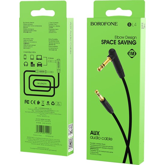 Borofone Καλώδιο 3.5mm male - 3.5mm male Μαύρο 1m (BL4)