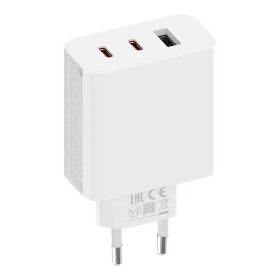 Xiaomi Φορτιστής Χωρίς Καλώδιο GaN με Θύρα USB-A και 2 Θύρες USB-C 67W Λευκός (BHR7493EU)