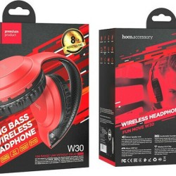 Hoco W30 Fun Move Ασύρματα/Ενσύρματα Over Ear Ακουστικά με 8 ώρες Λειτουργίας Κόκκινα