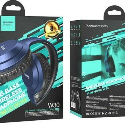 Hoco W30 Fun Move Ασύρματα/Ενσύρματα Over Ear Ακουστικά με 8 ώρες Λειτουργίας Μπλε