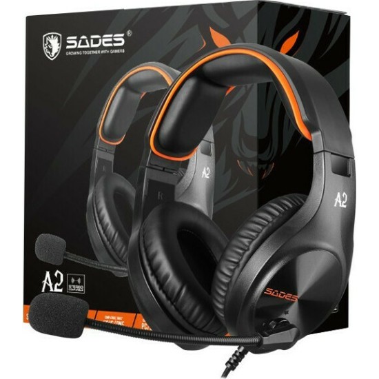 Sades A2 Over Ear Gaming Headset με σύνδεση 3.5mm SA-A2-OR 
