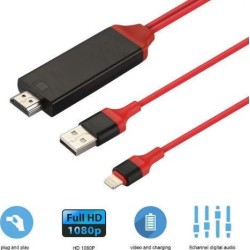 HDMI 1.3 Cable HDMI male - Lightning male 2m Κόκκινο