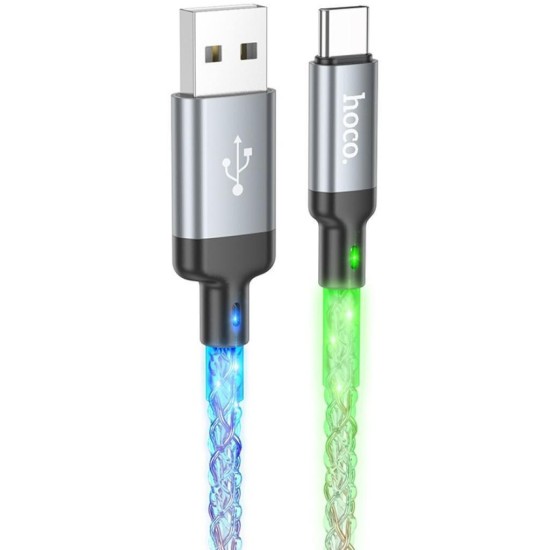 Hoco U112 Shine LED USB 2.0 Cable USB-C male - USB-A male Χρυσό 1m