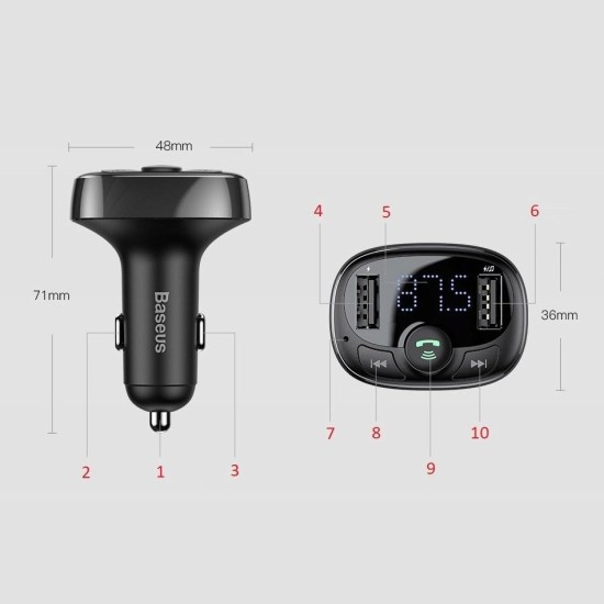 Baseus FM Transmitter Αυτοκινήτου με USB