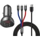 Baseus 24W 2x USB (LCD display) + 3in1 cable TZCCBX-0G Φορτιστής Αυτοκινήτου Black