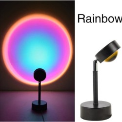 Διακοσμητικό Φωτιστικό LED Επιτραπέζιο Sunset Lamp Rainbow σε Μαύρο Χρώμα
