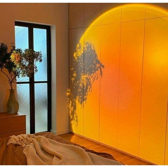 Διακοσμητικό Φωτιστικό LED Επιτραπέζιο Sunset Lamp Κόκκινο Ηλιοβασίλεμα σε Μαύρο Χρώμα