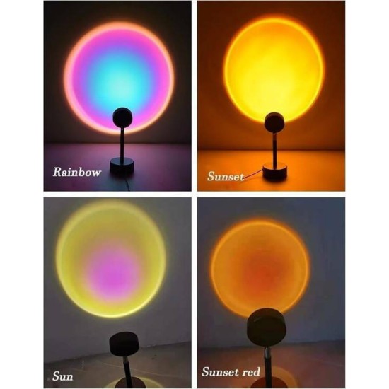 Διακοσμητικό Φωτιστικό LED Επιτραπέζιο Sunset Lamp Rainbow σε Μαύρο Χρώμα