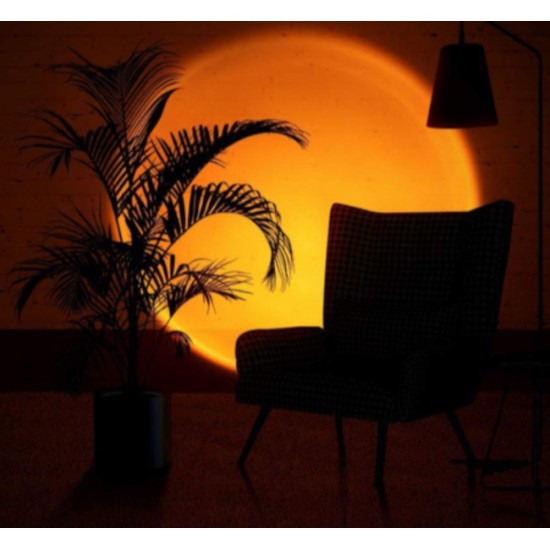 Διακοσμητικό Φωτιστικό LED Επιτραπέζιο Sunset Lamp Κόκκινο Ηλιοβασίλεμα σε Μαύρο Χρώμα