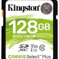 Kingston Canvas Select Plus SDXC 128GB Class 10 U3 V30 UHS-I