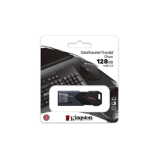 Kingston DataTraveler Exodia Onyx 128GB USB 3.2 Stick Γκρι