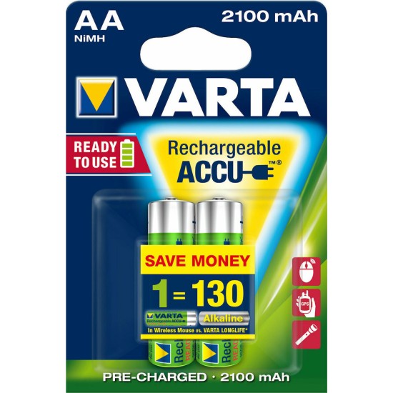 Varta Rechargeable Accu Επαναφορτιζόμενες Μπαταρίες AA Ni-MH 2100mAh 1.2V 2τμχ