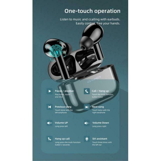 Awei T29 In-ear Bluetooth Handsfree Μαύρο