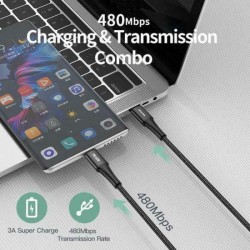 Awei Braided USB 2.0 Cable USB-C male - USB-C male Μαύρο 1m (CL-111T)