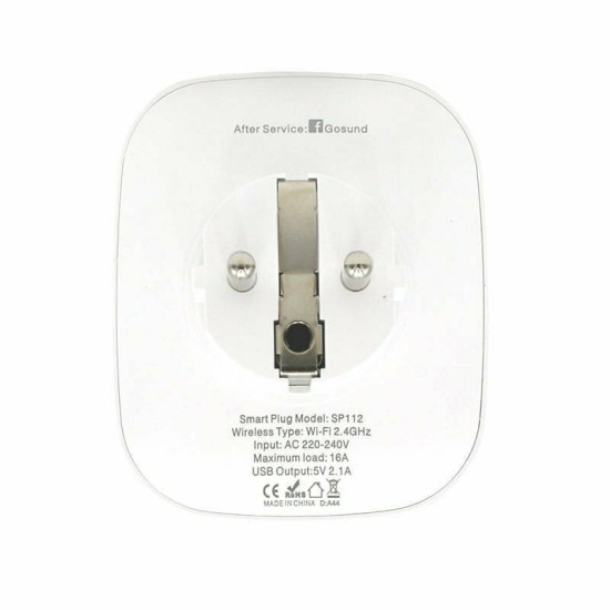 Gosund SP112 Μονή Εξωτερική Πρίζα Ρεύματος Wi-Fi με 2 Θύρες USB Λευκή 2 τμχ