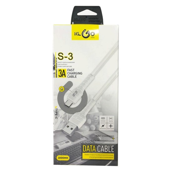 KLGO S3 3A 1M TYPE C USB QUICK CHARGE FAST MOBILE CHARGING CABLE