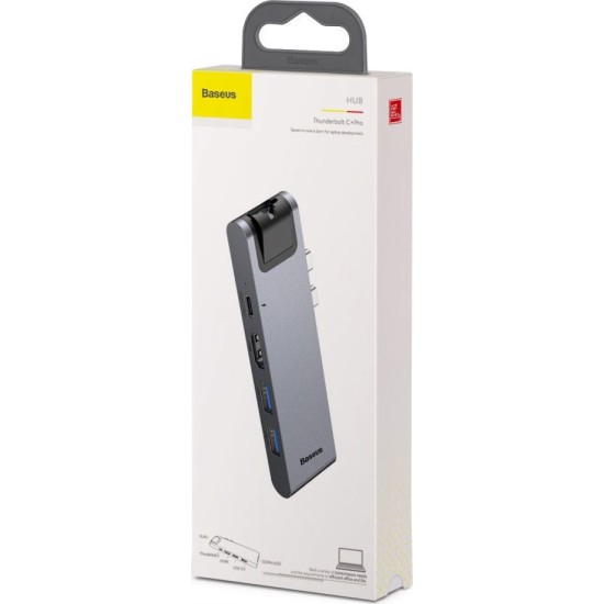 Baseus Docking Station με Διπλό USB-C HDMI 4K PD Ethernet Γκρι (CAHUB-L0G)