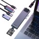 Baseus Docking Station με Διπλό USB-C HDMI 4K PD Ethernet Γκρι (CAHUB-L0G)