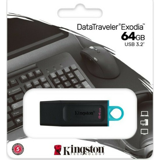 Kingston DataTraveler Exodia 64GB USB 3.2 Stick Μαύρο  (DTX/64GB)