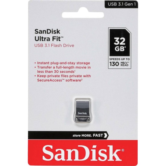 Sandisk Ultra Fit 32GB USB 3.1 Stick Μαύρο