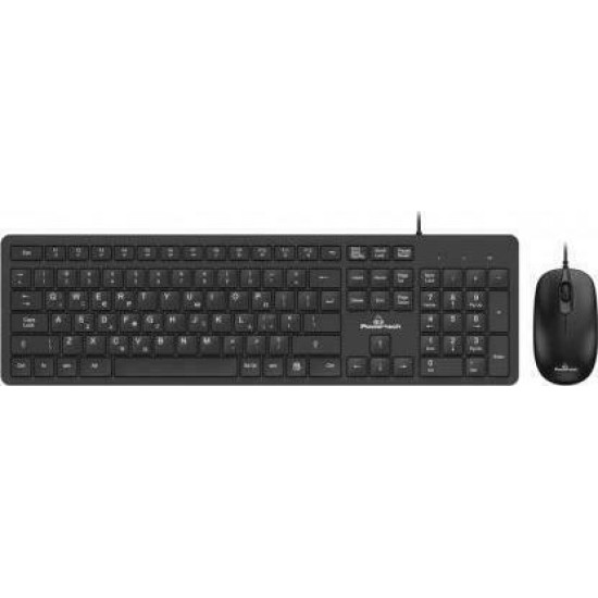 POWERTECH set ποντίκι & πληκτρολόγιο PT-838, ενσύρματο, 1000dpi, μαύρο