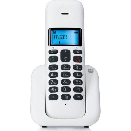 Motorola T301 Ασύρματο Τηλέφωνο με Aνοιχτή Aκρόαση Λευκό