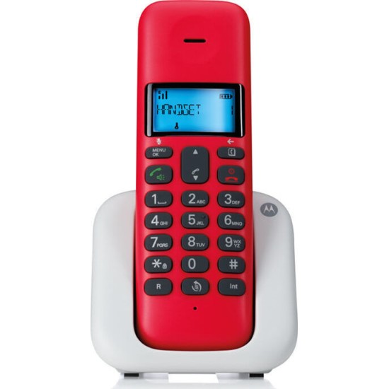 Motorola T301 Ασύρματο Τηλέφωνο με Aνοιχτή Aκρόαση Κόκκινο