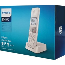 Philips D4701B Ασύρματο Τηλέφωνο με Aνοιχτή Aκρόαση Λευκο