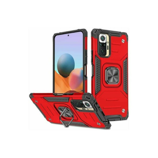 Wozinsky Ring Armor Kickstand Tough Rugged Back Cover(Redmi Note 10 Pro) Πλαστικό Ανθεκτική Koκκινο