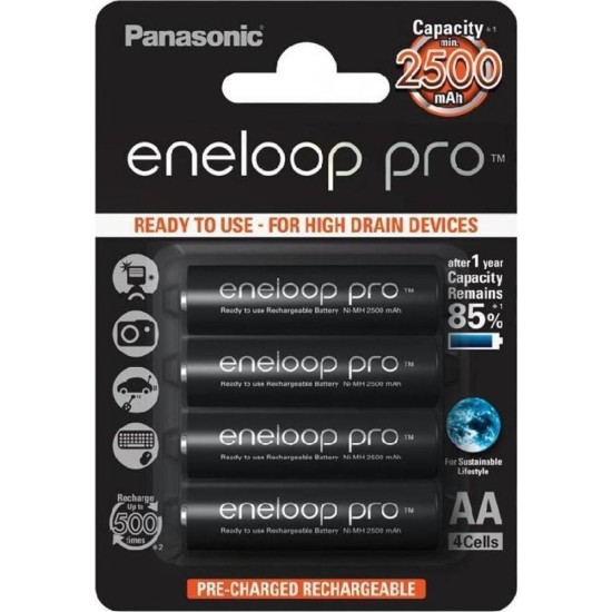 Panasonic Eneloop Pro Επαναφορτιζόμενες Μπαταρίες AAA Ni-MH 930mAh 1.2V 4τμχ