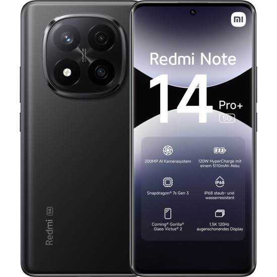 Xiaomi Redmi Note 14 Pro+ 5G NFC Dual SIM (8GB/256GB) Midnight Black