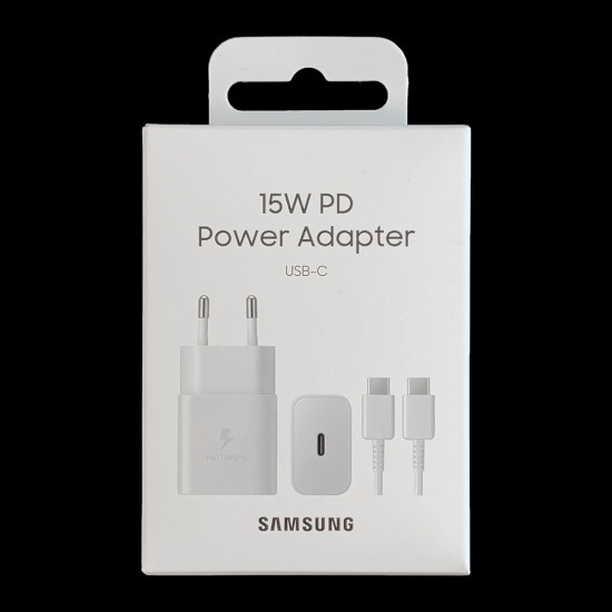 Samsung Φορτιστής με Θύρα USB-C και Καλώδιο USB-C 15W Power Delivery Λευκός (EP-T1510NWEGEU)