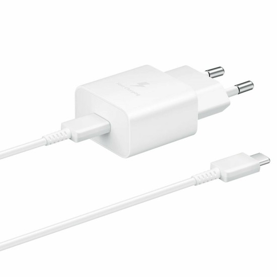 Samsung Φορτιστής με Θύρα USB-C και Καλώδιο USB-C 15W Power Delivery Λευκός (EP-T1510NWEGEU)