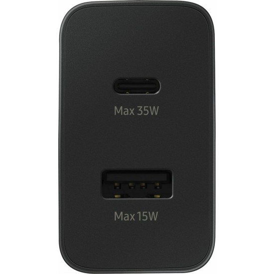 Samsung Φορτιστής Χωρίς Καλώδιο με Θύρα USB-A και Θύρα USB-C 35W Μαύρος (EP-TA220NBEGEU)