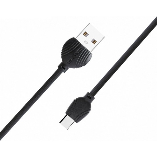 Awei Regular USB 2.0 Cable USB-C male - USB-A male Μαύρο 1m (CL-62)