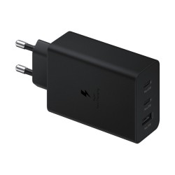 Samsung Φορτιστής Χωρίς Καλώδιο με Θύρα USB-A και 2 Θύρες USB-C 65W Power Delivery Μαύρος (Trio)