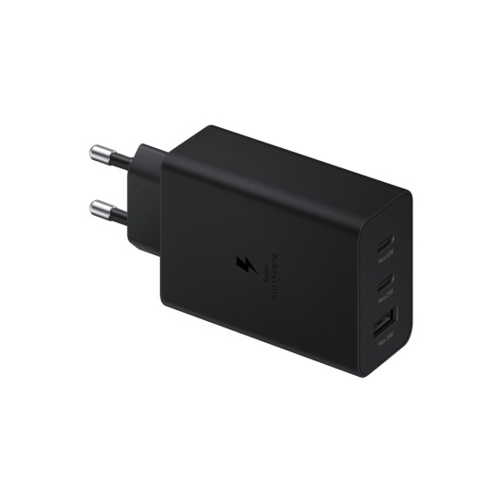 Samsung Φορτιστής Χωρίς Καλώδιο με Θύρα USB-A και 2 Θύρες USB-C 65W Power Delivery Μαύρος (Trio)