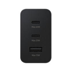 Samsung Φορτιστής Χωρίς Καλώδιο με Θύρα USB-A και 2 Θύρες USB-C 65W Power Delivery Μαύρος (Trio)