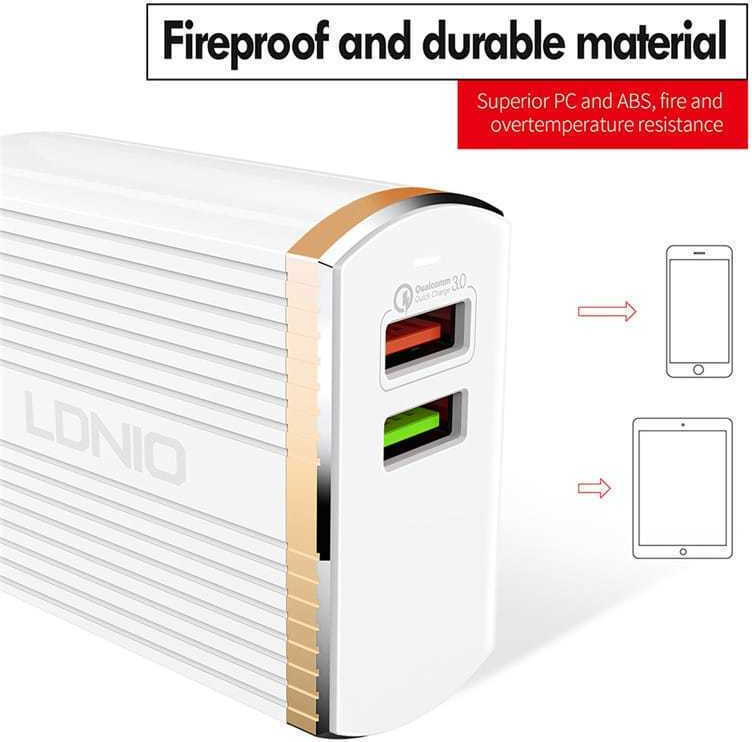 Ldnio micro USB Cable &amp; 2x USB Wall Adapter Λευκό (A2502Q)