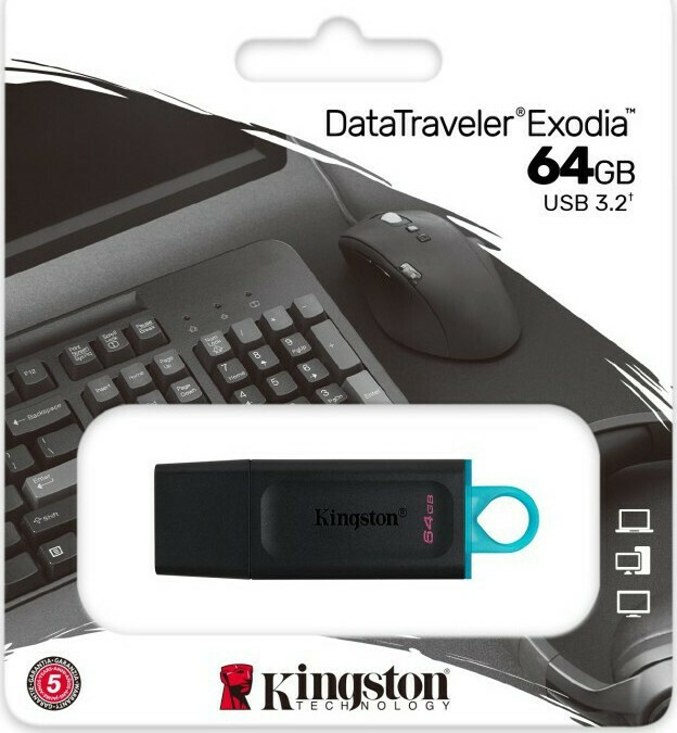 Kingston DataTraveler Exodia 64GB USB 3.2 Stick Μαύρο  (DTX/64GB)