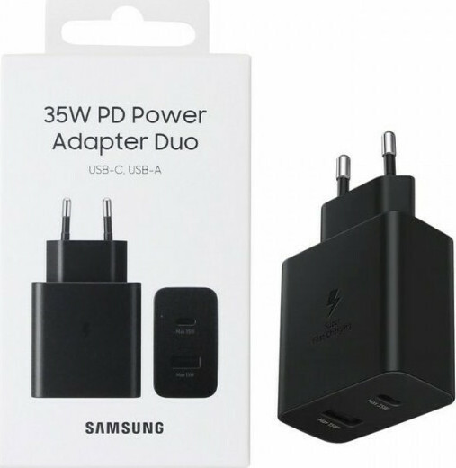 Samsung Φορτιστής Χωρίς Καλώδιο με Θύρα USB-A και Θύρα USB-C 35W Μαύρος (EP-TA220NBEGEU)