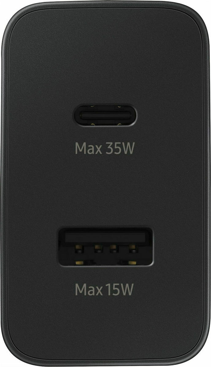 Samsung Φορτιστής Χωρίς Καλώδιο με Θύρα USB-A και Θύρα USB-C 35W Μαύρος (EP-TA220NBEGEU)
