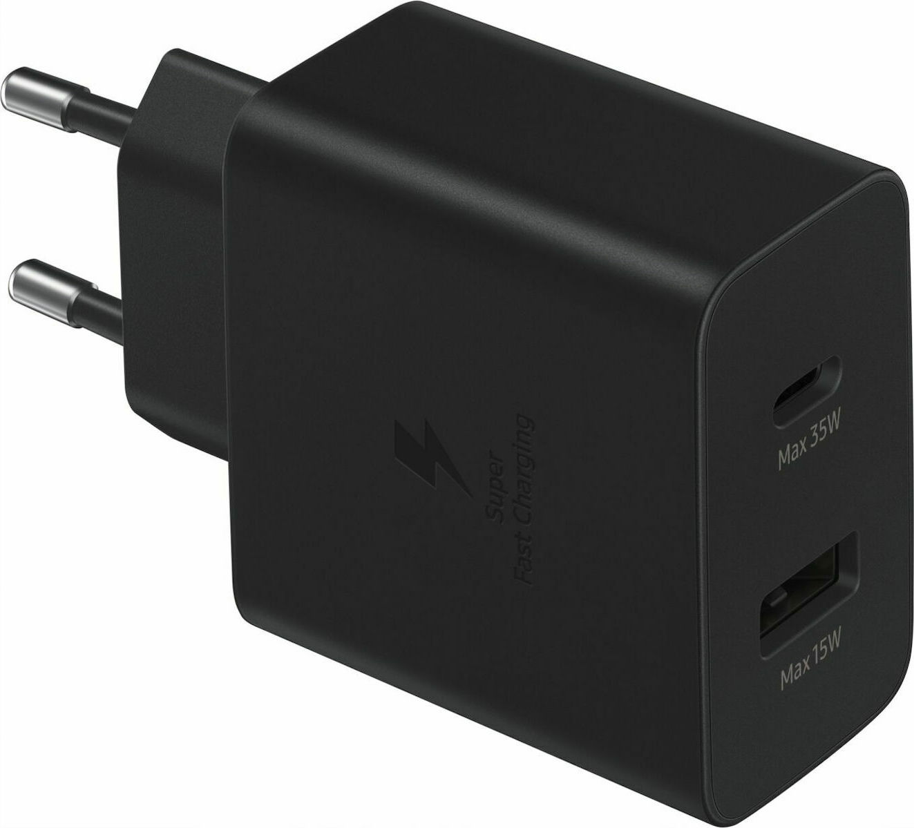 Samsung Φορτιστής Χωρίς Καλώδιο με Θύρα USB-A και Θύρα USB-C 35W Μαύρος (EP-TA220NBEGEU)